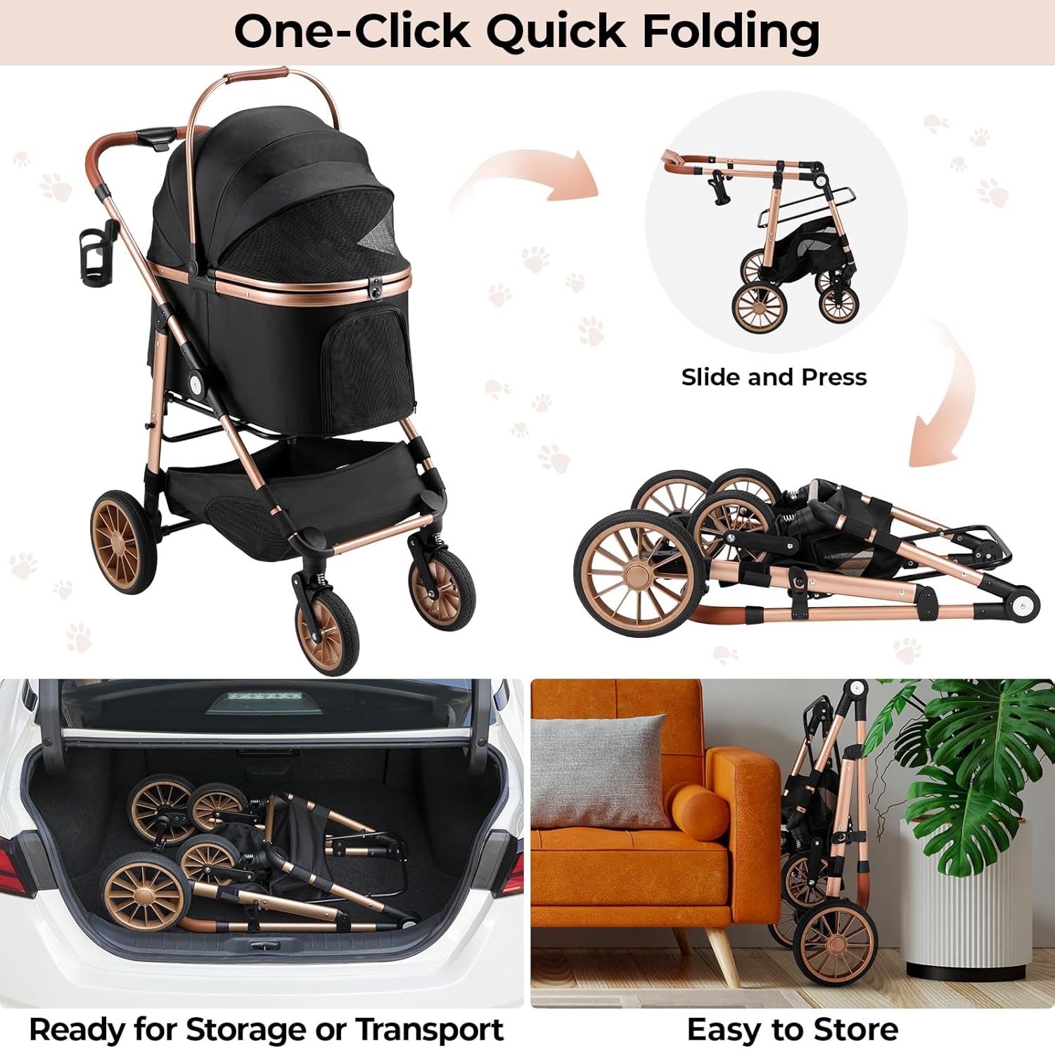 Foldable Pet Stroller for Medi - Pet Stroller Carrier recension och pris