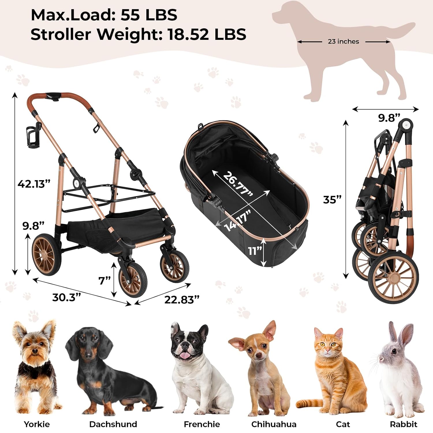 Foldable Pet Stroller for Medi - Pet Stroller Carrier recension och pris