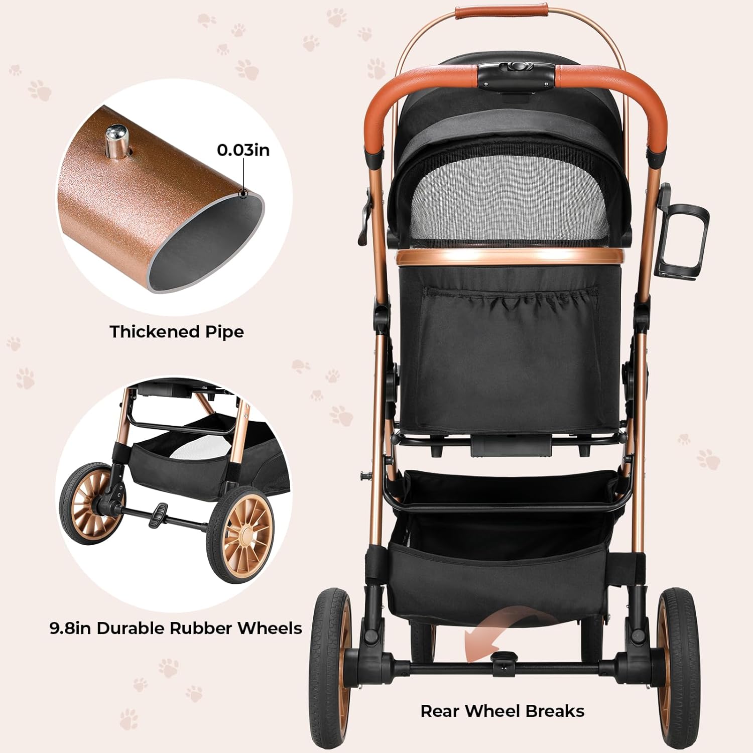 Foldable Pet Stroller for Medi - Pet Stroller Carrier recension och pris
