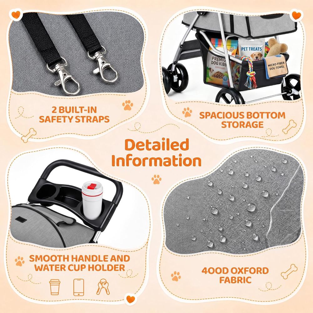 Pet Stroller, Cat/Dog Stroller - Pet Stroller Carrier recension och pris