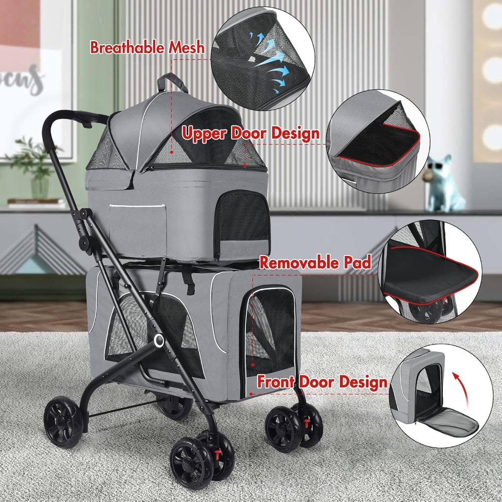 Double Pet Stroller With 2 Det - Pet Stroller Carrier recension och pris