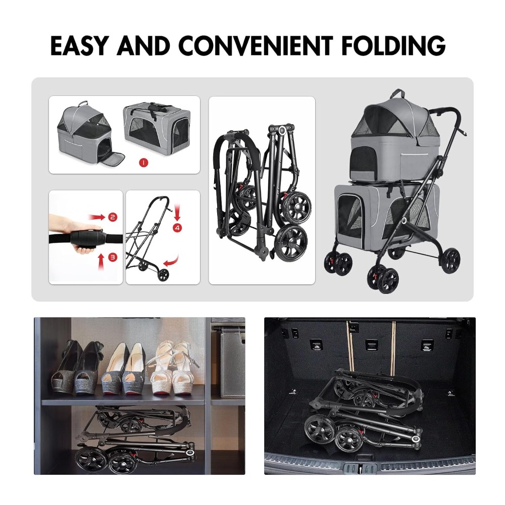 Double Pet Stroller With 2 Det - Pet Stroller Carrier recension och pris